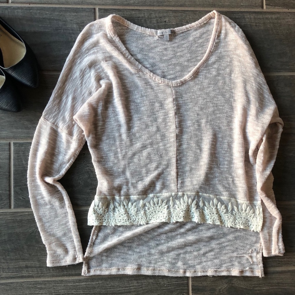 Light Pink Lace Knit Top - Picture 1 of 3